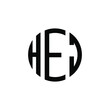 HEJ letter logo design. HEJ modern letter logo with black background. HEJ creative  letter logo. simple and modern letter HEJ logo template, HEJ circle letter logo design with circle shape. HEJ  