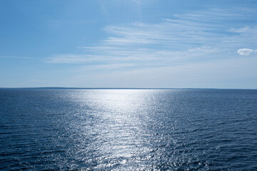 Wall Mural - Aerial view sky background. Aerial blue sky with clouds over the sea. Sky landscape over ocean. Aerial photography.