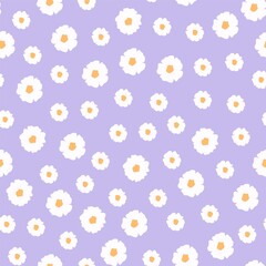 Wall Mural - Daisy seamless pattern. Floral print with doodle flowers. Chamomile design for fabric, textile, wallpaper, cases. Vector background