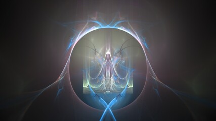 Poster - Beautiful Digital Fractal with vibrant cosmic lines and smooth flowing colors showing symmetry