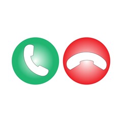 Fototapete - Vector red and green phone icon isolated on white background. Element for design interface mobile app or website