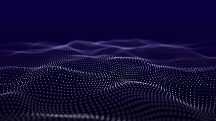 Wall Mural - dots futuristic background with dynamic wave. 3d visualization of big data. energy flows. 3d renderi