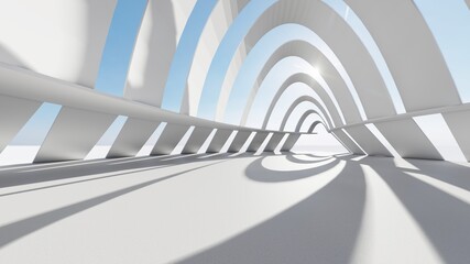 Abstract architecture background white arched interior 3d render