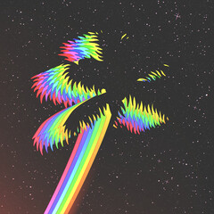 Sticker - Palm outline. Abstract tropical tree silhouette. Space background