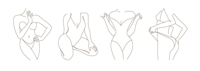 Wall Mural - abstract minimalistic female bodies. modern single line art. woman beauty fashion concept, minimalis
