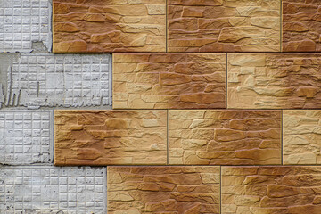 Sticker - Rustic brown stone wall craked on the left side