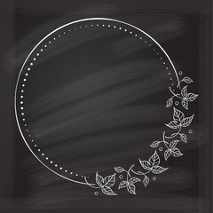 Wall Mural - vintage floral frame on a chalkboard background. autumn leaves decoration.