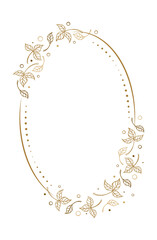 Wall Mural - vector vertical oval dotted frame with autumn leaves decoration
