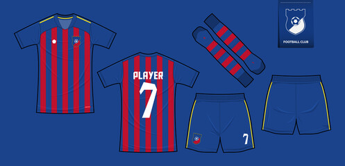 Wall Mural - Soccer jersey or football kit mockup template design. Soccer logo in flat design. 