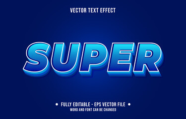 Wall Mural - Editable text effect gradient blue and sky blue super comic halftone style