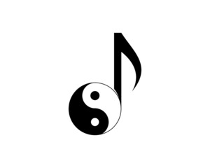 Wall Mural - Music note with yin and yang symbol logo