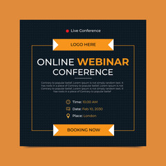 Online business conference social media post marketing banner. Social media banner and square online business conference web banner