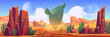 Desert landscape with rocks and cactuses