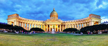 Panorama Of Cathedral Of Our Lady Of Kazan, Russian Orthodox Church In Saint Petersburg