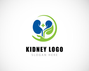 kidney logo creative concept hand care health medical solution doctor nature