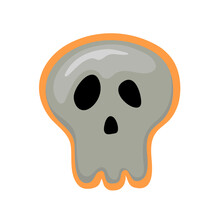 Cookies In The Form Of A Ghost, A Skull. For Halloween. Element Isolated On White Background