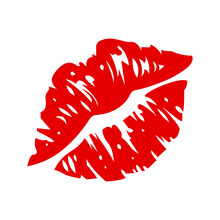 Red Lips Print Vector Emoji