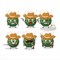 Wall Mural - Cool cowboy christmas lights green cartoon character with a cute hat