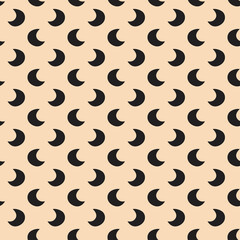 Wall Mural - Black moon cute hand drawn vector seamless pattern. Happy Halloween. Day of dead. Packaging wrapping paper design. Editable background color.