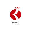 initial letter K logo. king K logo. letter logo with a combination of a red crown and circle. simple and unique logo template.

