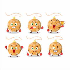 Sticker - A sporty christmas lights orange boxing athlete cartoon mascot design