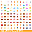 © nsit0108 - 100 universal icons set. Cartoon illustration of 100 universal icons vector set isolated on white background