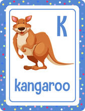 Alphabet Flashcard With Letter K For Kangaroo