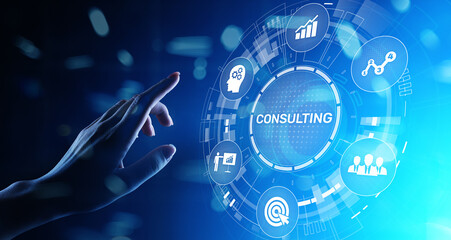 Business consulting concept on the virtual screen.