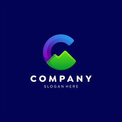 Wall Mural - Letter c mountain logo colorful gradient template design