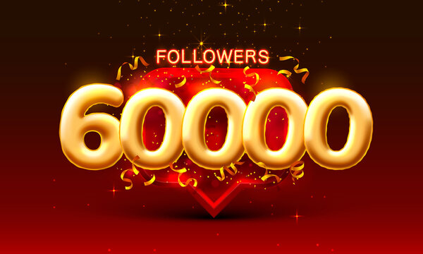 Thank you followers peoples, 60k online social group, happy banner celebrate, Vector