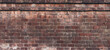 grunge back street brick panoramic wall background textured building construction surface with frame ending element on the top