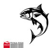 Vector jumping tuna fish illustration isolated on a white background