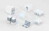 Fototapeta  - Cloud computing and information devices, 3d rendering.