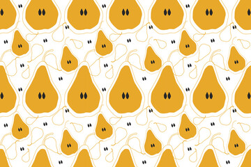 Wall Mural - Seamless pattern with pears. Trendy template for wallpaper design. Abstract art nature background. Wrapping paper. Cartoon vector illustration.