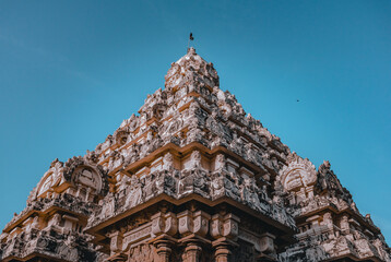 Beautiful Pallava architecture and exclusive sculptures at The Kanchipuram Kailasanathar temple, Oldest Hindu temple in Kanchipuram, Tamil Nadu - One of the best archeological sites in South India