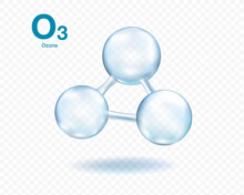 Ozone Molecule Model Set Isolated On Transparent Background. Vector .