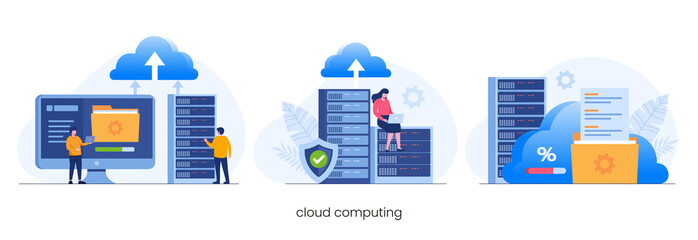 Wall Mural - cloud computing concept, data center, file management, cloud storage flat illustration vector