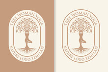 Tree Woman Yoga Nature Logo Template