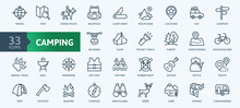 Domestic Tourism, Local Tour, Camping -  Thin Line Web Icon Set. Outline Icons Collection. Simple Vector Illustration.