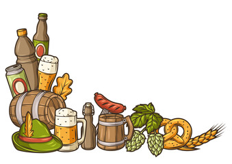 Wall Mural - Illustration for beer festival or Oktoberfest. Background for pub or bar menu and flyers.