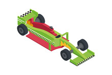 Isolated 3d Green Racing Formula One Car Icon