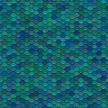 Seamless Shimmering Blue Green Scales Pattern Background