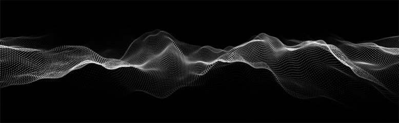 Fototapete - abstract background of points. vector wave of particles. network. cyber structure. big data stream.