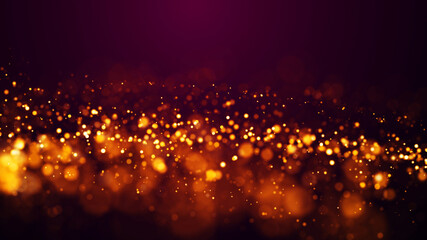 Wall Mural - golden red glow particles flicker and float in viscous liquid with amazing bokeh. fantastic backgrou