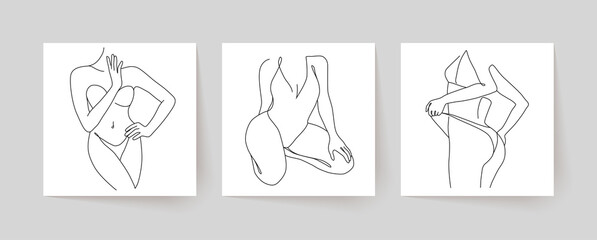 Wall Mural - abstract minimalistic female bodies. modern single line art. woman beauty fashion concept, minimalis