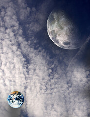 Wall Mural - earth and moon/clouds