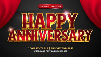 Poster - happy anniversary luxury editable text effect 3d