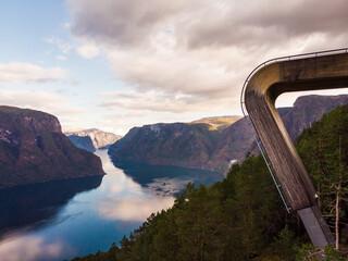 Poster - Aerial view. Fjord landscape at Stegastein viewpoint Norway