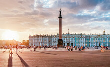 Summer Sunset On The Palace Square Near The Winter Palace