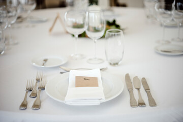 Table setting in a fancy restaurant